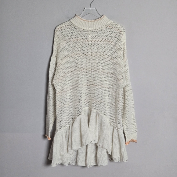 Free People Float On Sweater Dress Women's S Cream Babydoll Retro Romantic - Picture 6 of 13